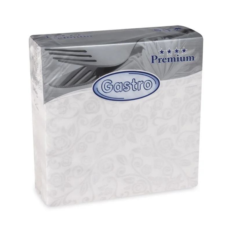 Ubrousky PREMIUM "dekor R" z netkané textilie bílé 40 x 40 cm [50 ks] (89200)