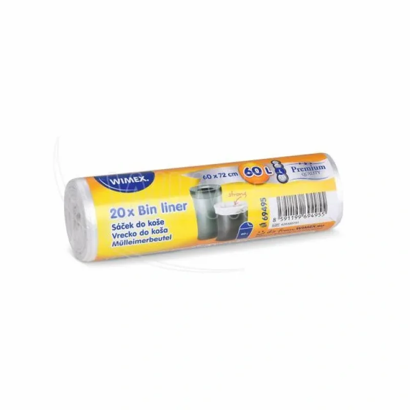 Sáčky do koše (HDPE) silné průhledné 60 x 72 cm 60L `L` [20 ks] (69495)