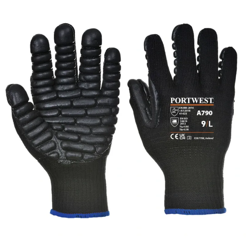 Portwest A790 antivibračné rukavice čierne 10-11