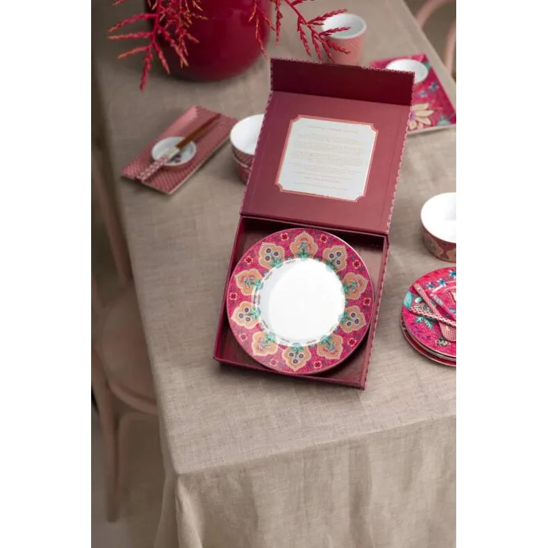 Pip Studio Flower Festival Oriental sada 4 kusů talířů Ø21cm, růžová