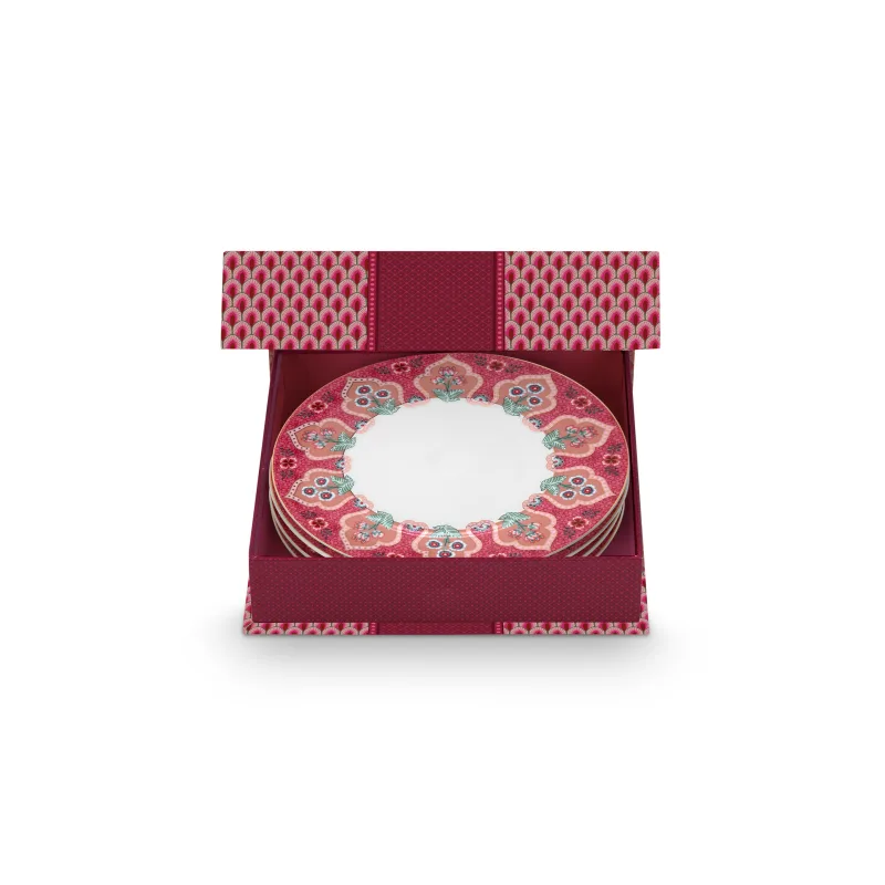 Pip Studio Flower Festival Oriental sada 4 kusů talířů Ø21cm, růžová