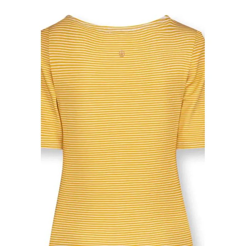 Pip Studio Tjessy tričko s krátkým rukávem Sumo Stripe, žluté