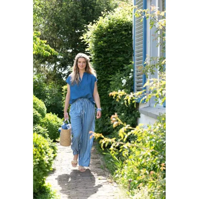 Pip Studio Bernice dlouhé kalhoty Sumo Stripe, modré