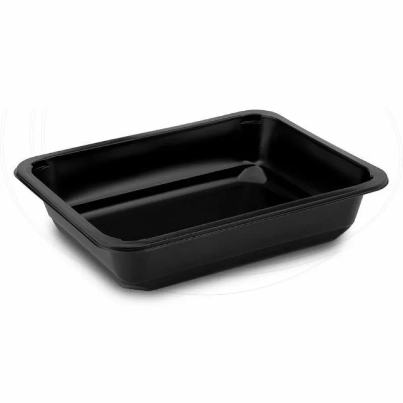 Menu mísa černá (PP) pro zatavovací systémy, nedělená 227 x 178 x 50 mm [50 ks] (78501)