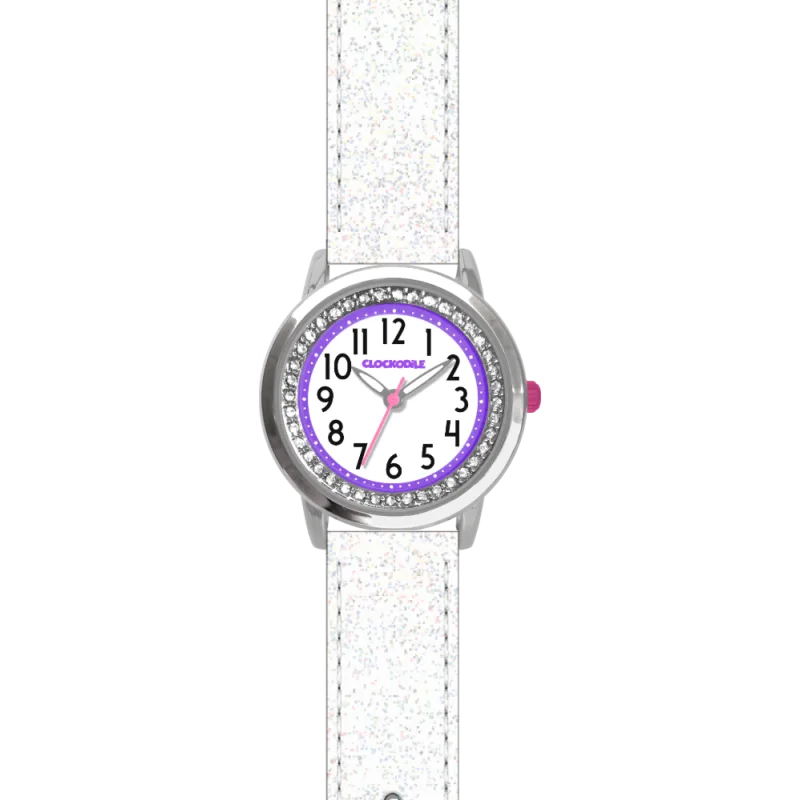CLOCKODILE Bílé třpytivé dívčí dětské hodinky s kamínky SPARKLE CWG5121