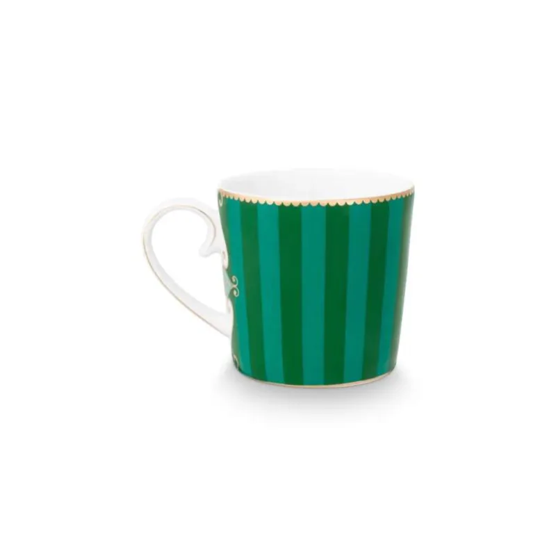 Pip Studio Love Birds Stripes hrnek 165ml, zelený