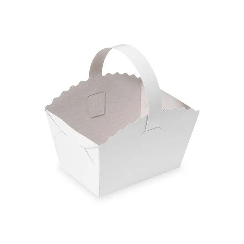 Svatební košíčky s ouškem bílé 10 x 8 x 6 cm [50 ks] (71705-13B)