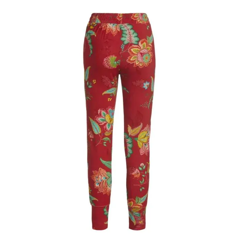 Pip Studio Bobien dámské dlouhé kalhoty Jambo Flower, červené