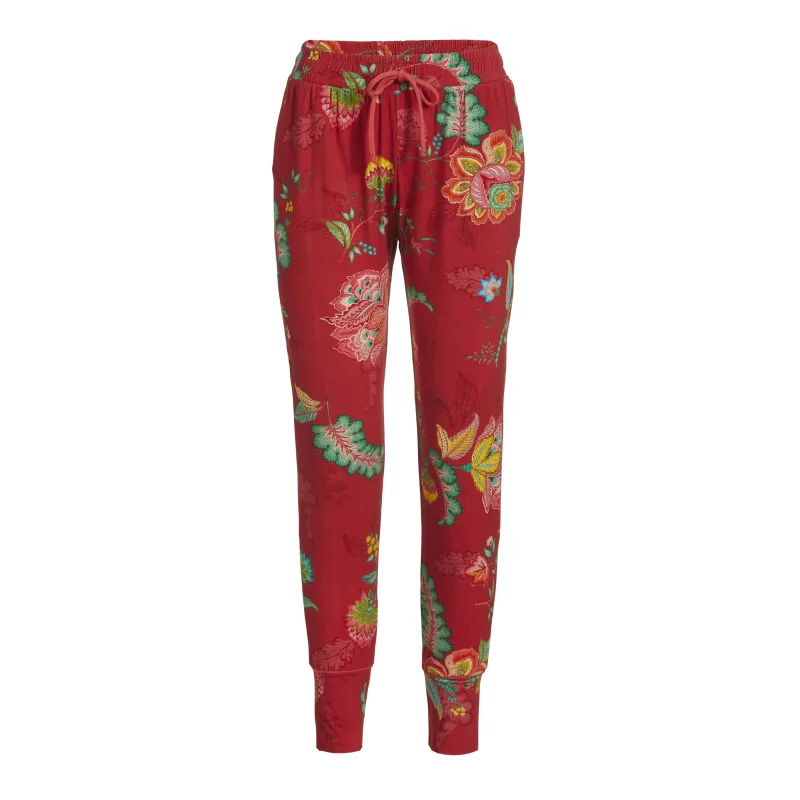 Pip Studio Bobien dámské dlouhé kalhoty Jambo Flower, červené