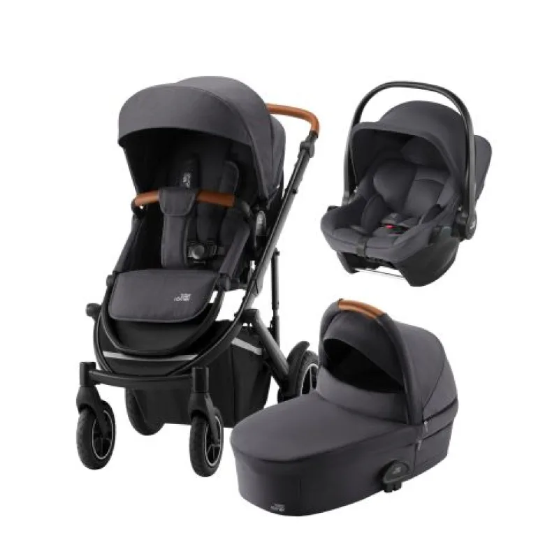 Set kočík Smile 4 + hlboká vanička + autosedačka Baby-Safe Core, Midnight Grey