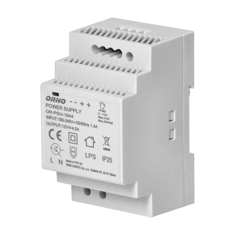 ORNO Napájací zdroj na DIN lištu 12V DC 4.5A, 54W, 3 moduly