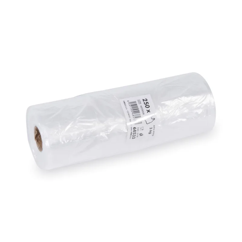 Tašky 3 kg (HDPE) transparentní (rolované) -extra silné- [250 ks] (68533 - 6D)