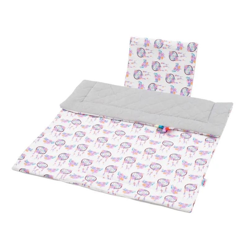 Obojstranný Set z Velvet do kočíka New Baby lapač snov sivý