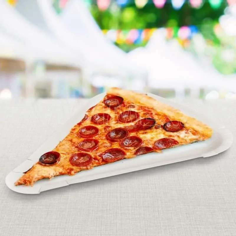 Papírový tácky na pizzu (FSC Mix) trojúhelníkové bílé 26,5 x 20 cm [250 ks] (71260)