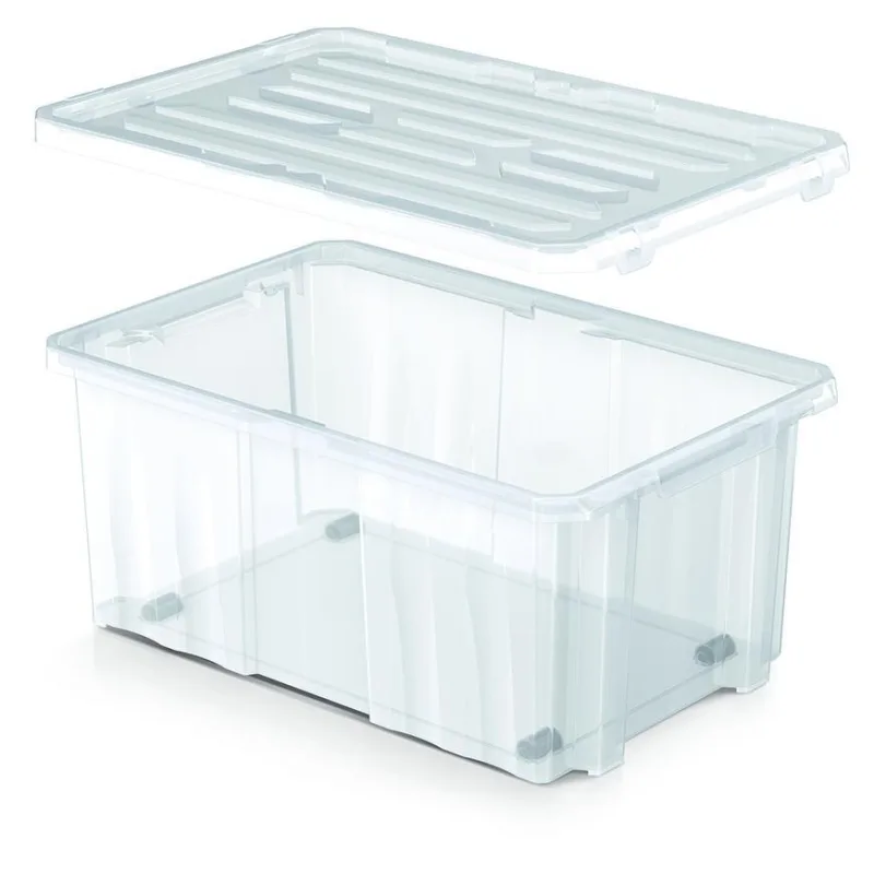 Plastový box úložný NCC24, transparentný, s kolieskami, 60×40×26 cm