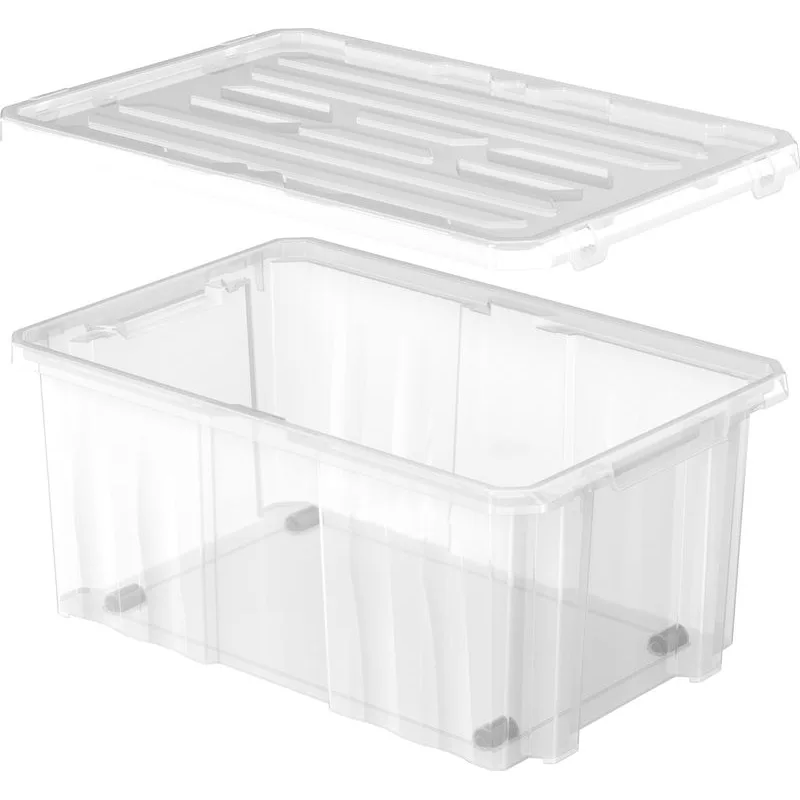 Plastový box úložný NCC24, transparentný, s kolieskami, 60×40×26 cm