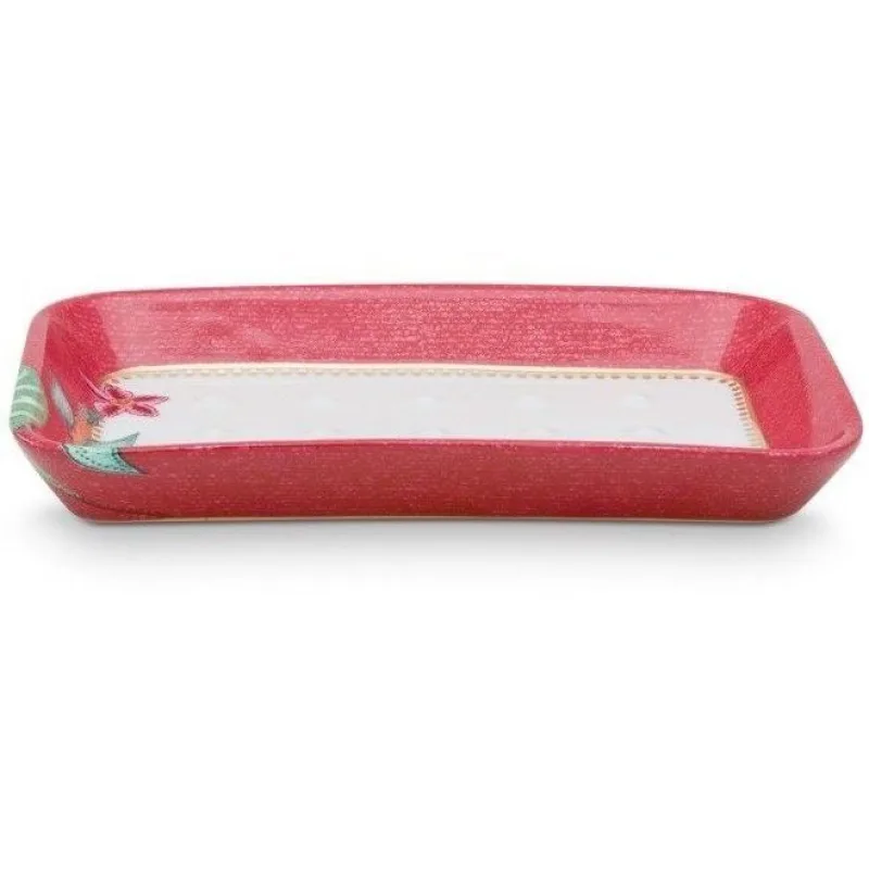 Pip Studio Jambo Flower koupelnový tácek na mýdlo 14 x 9,5 x 2cm, růžový