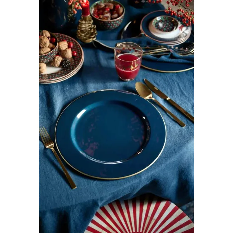 Pip Studio Berry Blues kovový talíř Ø 32cm, tmavě modrý