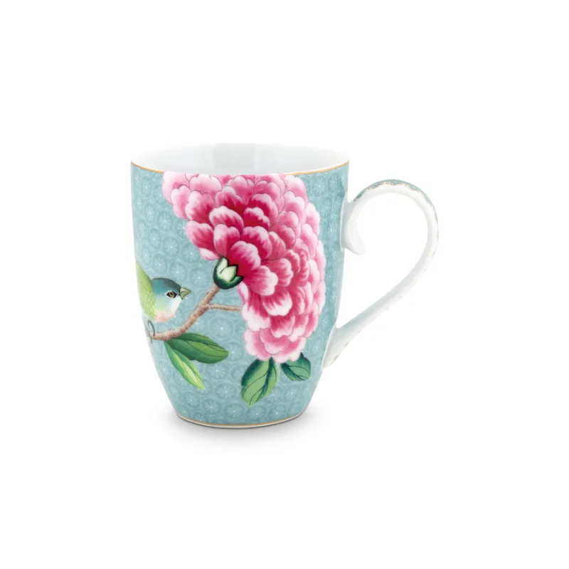 Pip Studio Blushing Birds blue hrnek 350ml, modrá