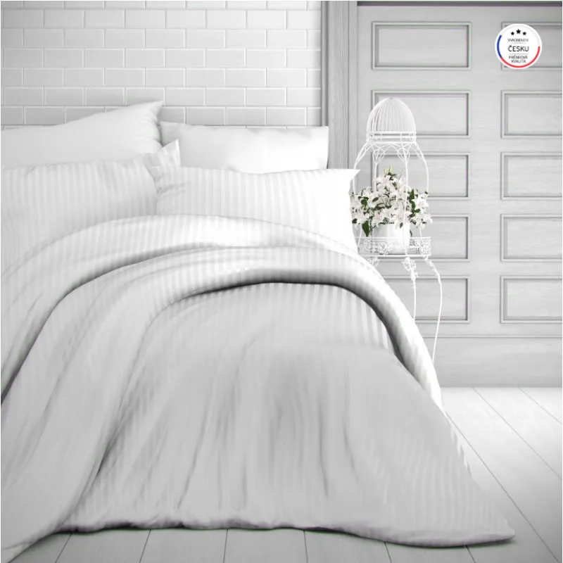 Hotelová posteľná bielizeň atlas gradl 2 mm pruh 140x200/70x90 cm biela Hotelový uzáver