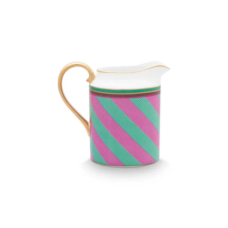 Pip Studio Pip Chique Stripes mlékovka 260ml, růžovo-zelená