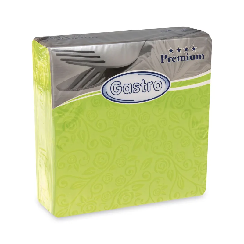 Ubrousky PREMIUM "dekor R" z netkané textilie žlutozelené 40 x 40 cm [50 ks] (89217)