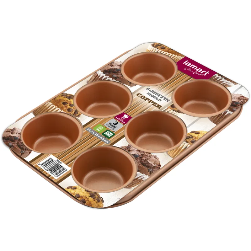 LT3091 Forma na 6 muffinů Lamart Copper, 1 ks - E11B