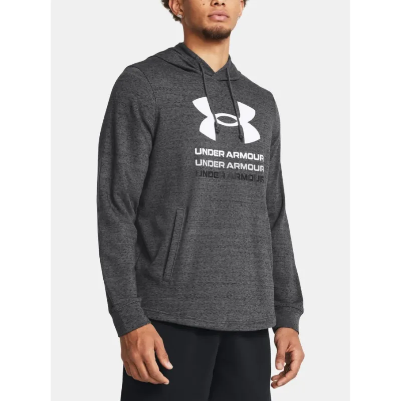 Pánska mikina Under Armour UA Rival Terry Graphic Hood - Gray Veľkosť: Šedá - L