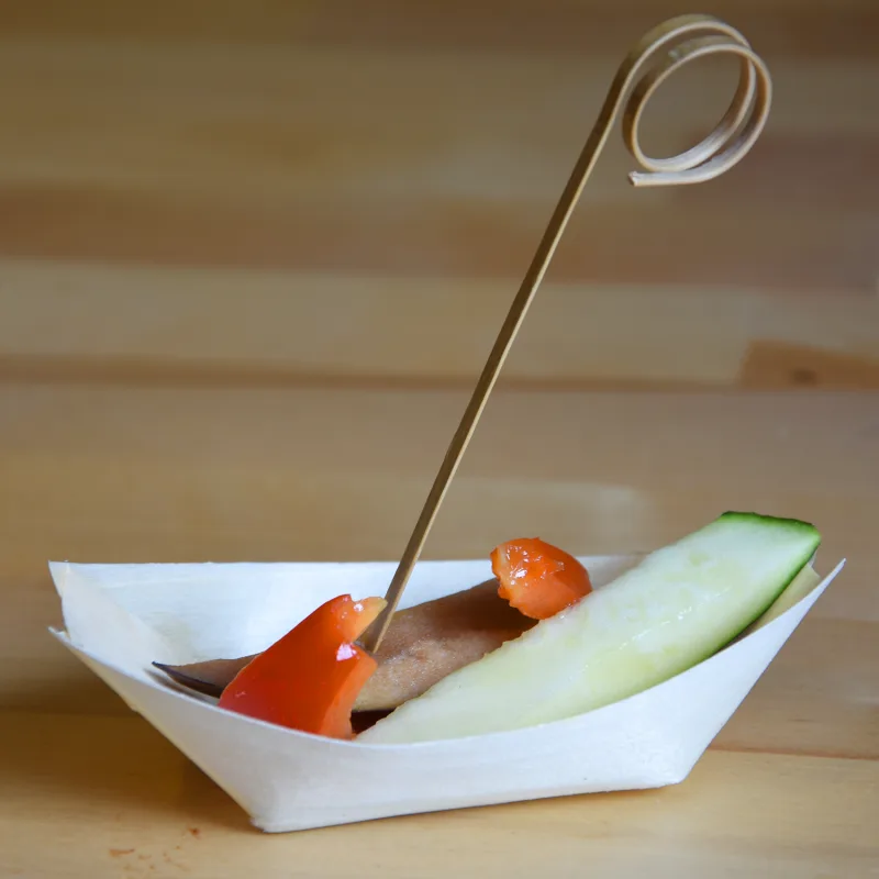 Fingerfood miska dřevěná, lodička 13 x 8 cm [100 ks] (66613)