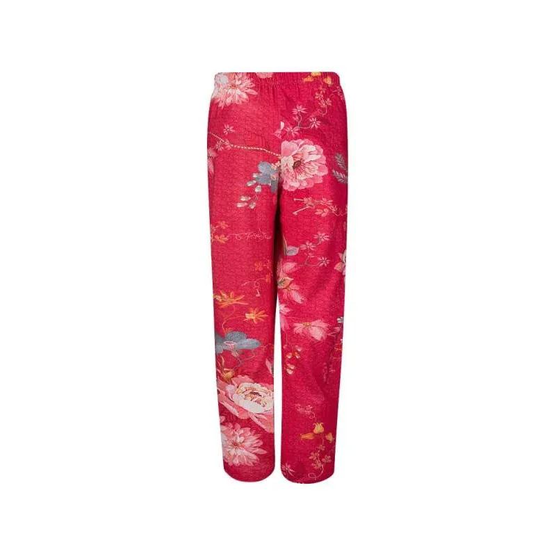 Pip Studio Belina dlouhé kalhoty Tokyo Bouquet, červené