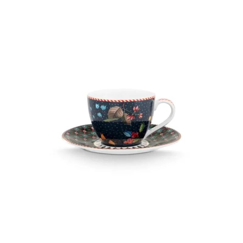 Pip Studio Berry Blues sada 2ks šálků s podšálky 100ml, modré