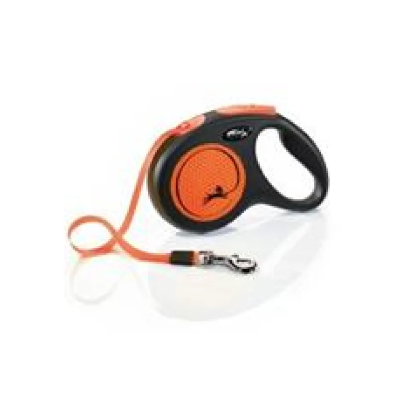 Vodítko FLEXI Neon M pásek 5m/25kg černá/oranžová NEW
