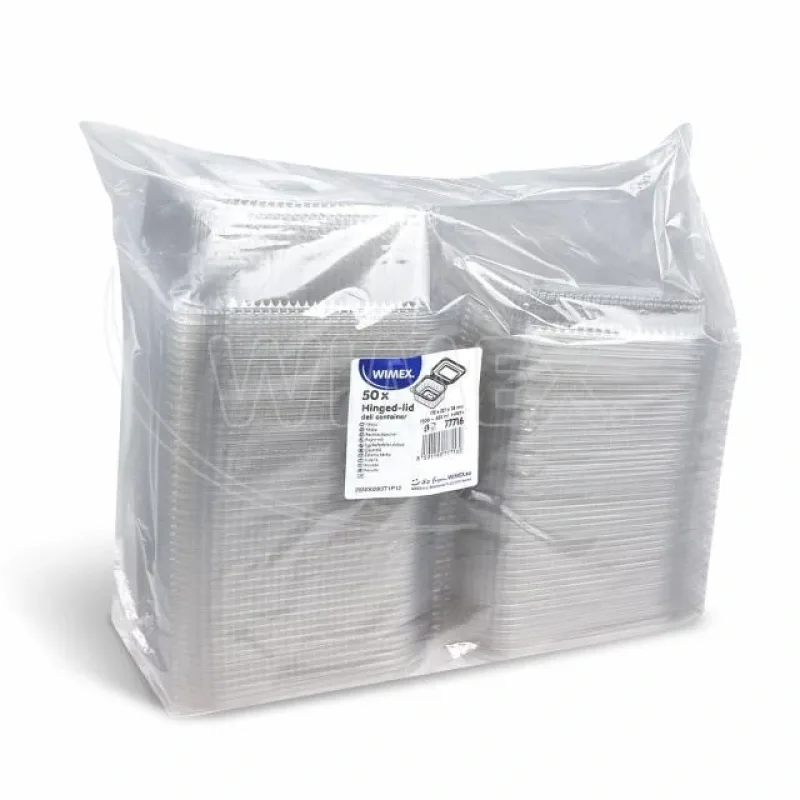 Miska hranatá průhledná s vypouklým víčkem 1500 ml + 450 ml (rPET) [50 ks] (77716)
