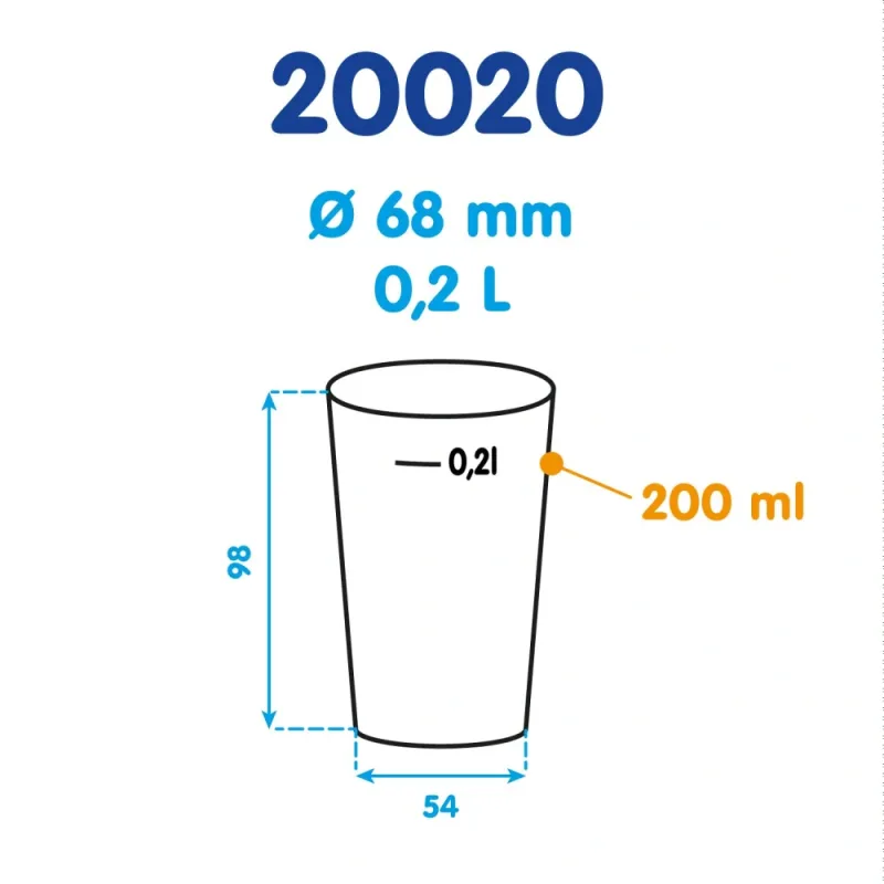 Kelímek vratný 0,2 l (PP) [40 ks] (20020)