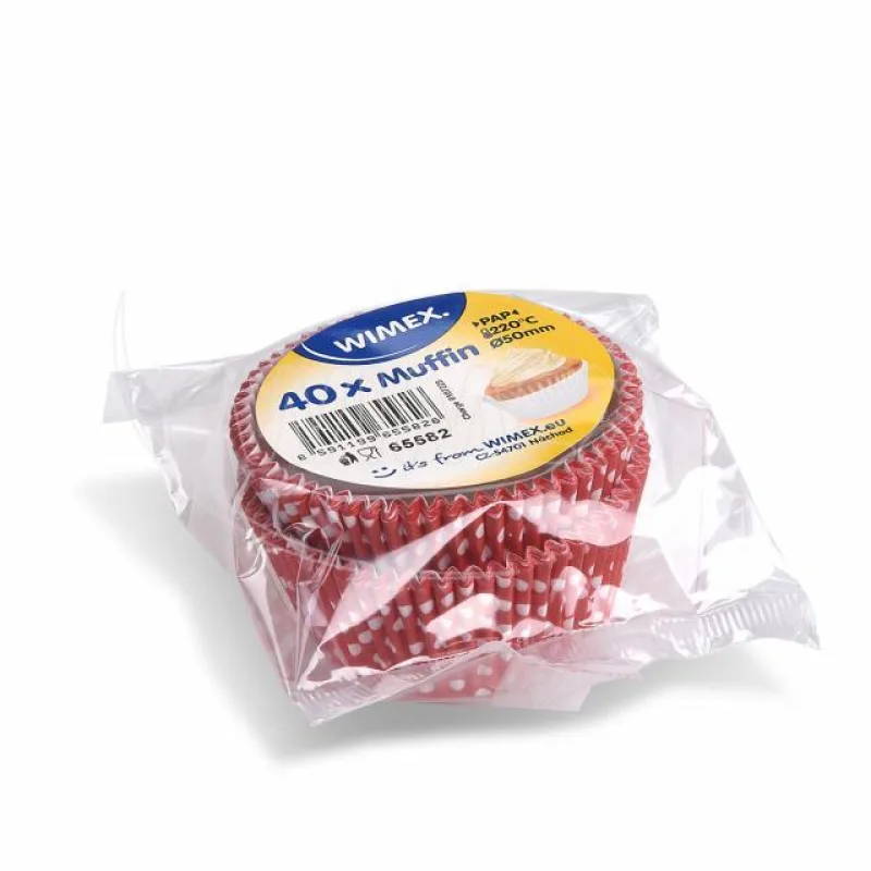 Cukrářské košíčky na muffiny, puntíky červené Ø 50 x 30 mm [40 ks] (65582)