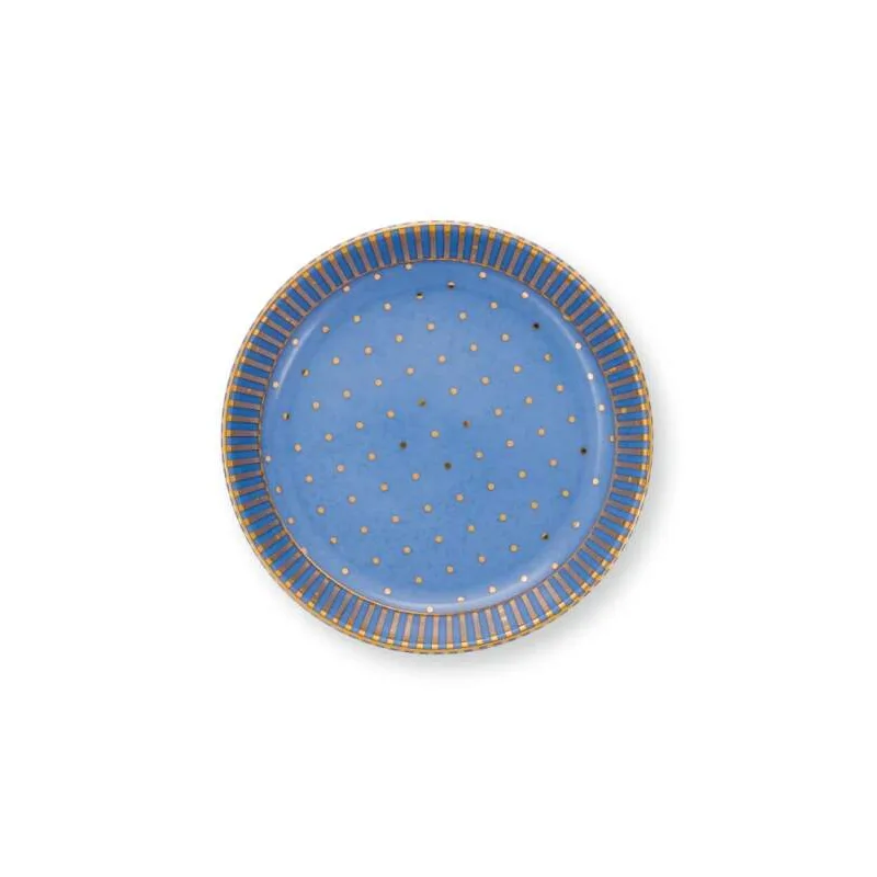 Pip Studio Dot Delight Light Blue-Gold hrnek bez ucha s odkládacím táckem 290ml, modro-zlatý