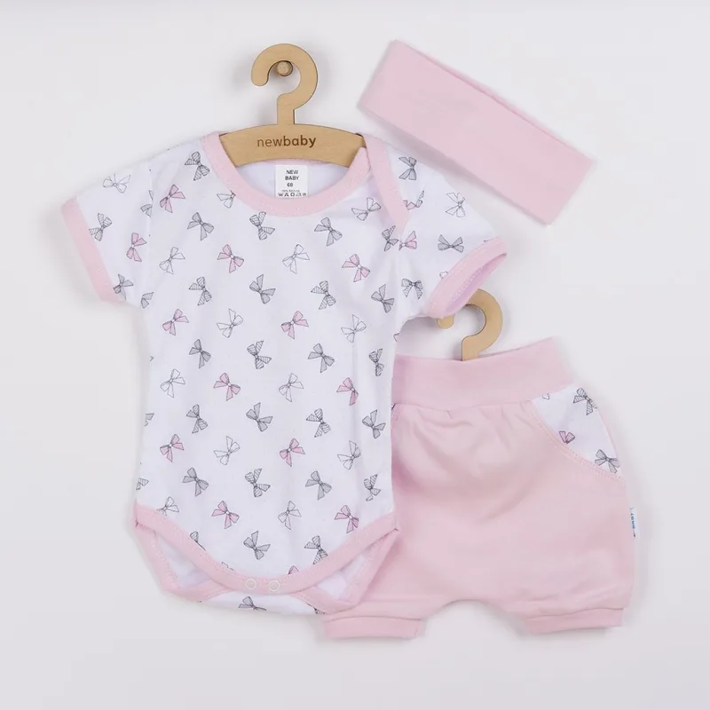 3-dielna letná bavlnená súprava New Baby Perfect Summer ružová