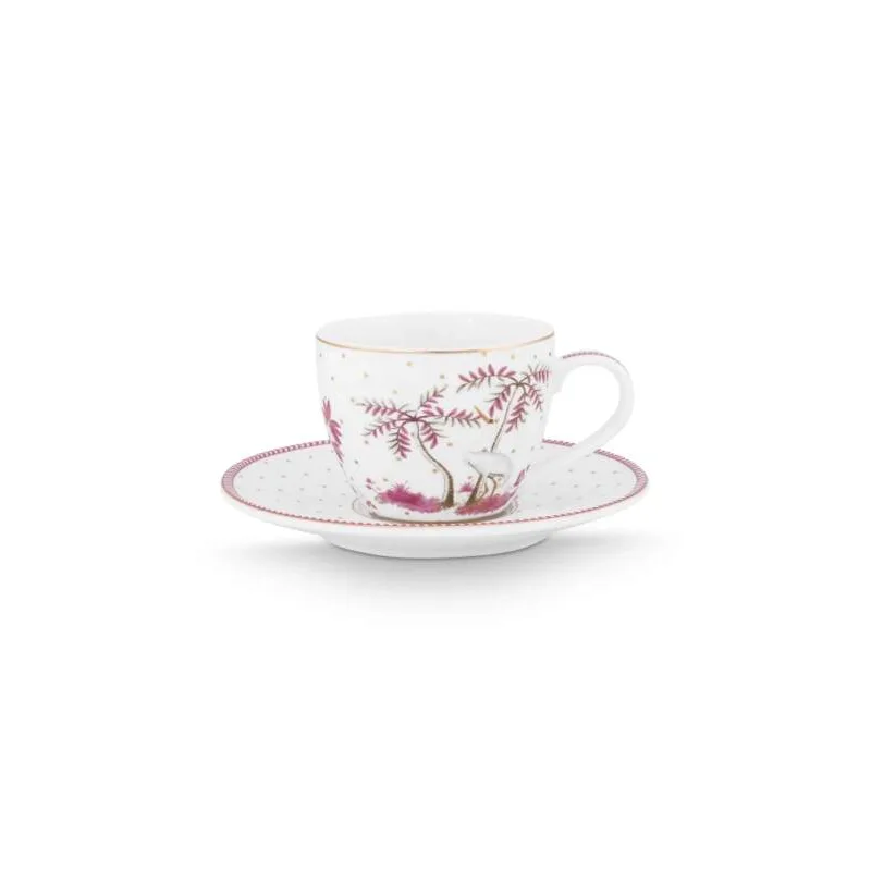 Pip Studio Jolie Dots Gold sada 2 ks espresso šálků s podšálky 100ml, růžová