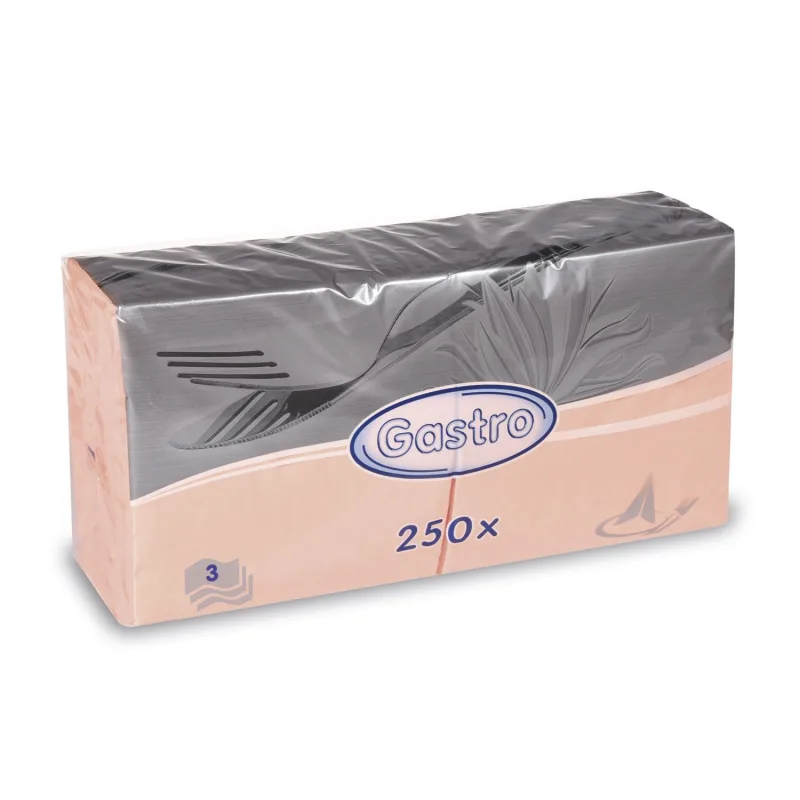 Ubrousky 3-vrstvé 33 x 33 cm apricot [250 ks] (87804)