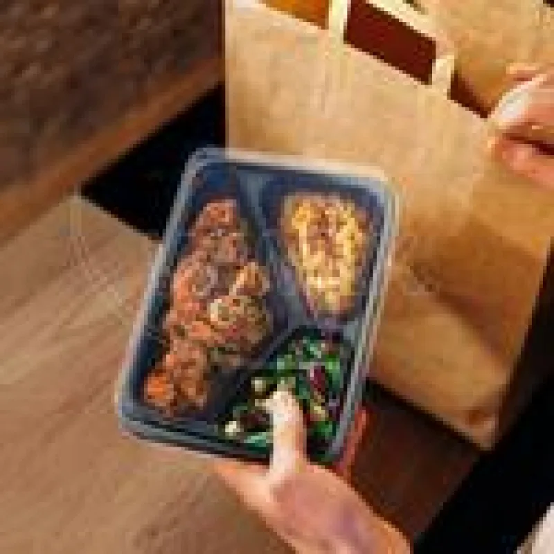 Menu mísa (PP) Reware Lunch vratná 3dílná 227 x 178 x 49 mm, černá [20 ks] (PP911)