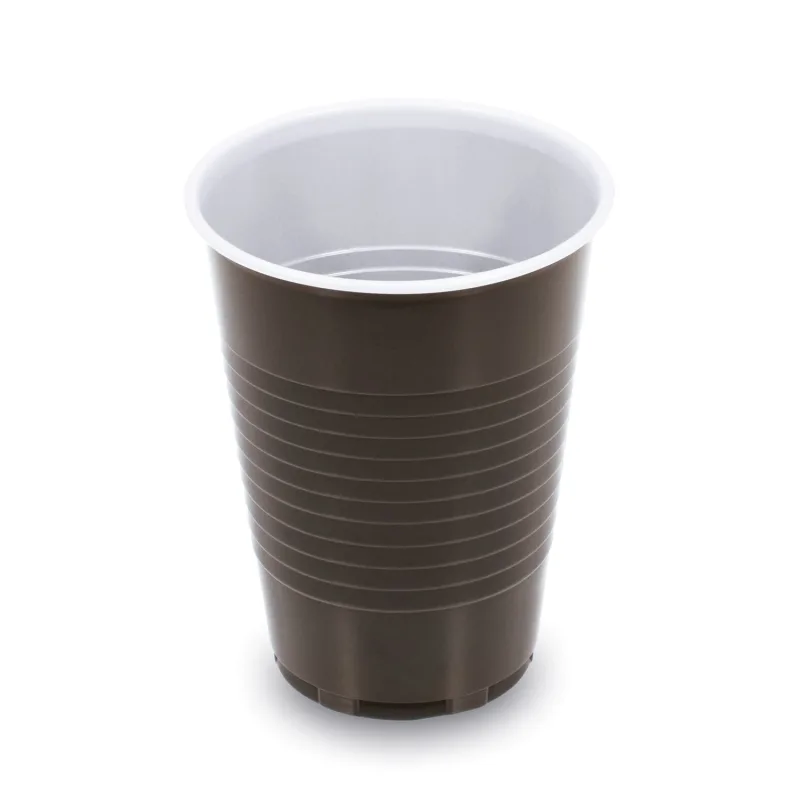 Kávový kelímek plastový hnědo-bílý 0,18 l -PP- (Ø 70 mm) [15 ks] (65301)