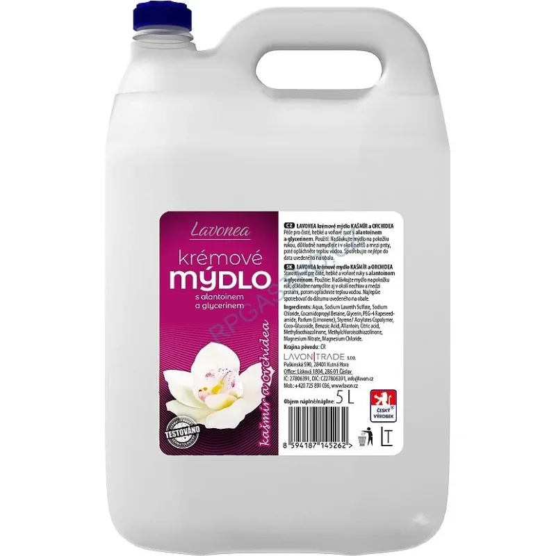 NEPOSÍLÁME - LAVONEA krémové mýdlo KAŠMÍR a ORCHIDEA 5l Pouze osobní odběr nebo rozvoz Náchod a okolí do 12-ti km