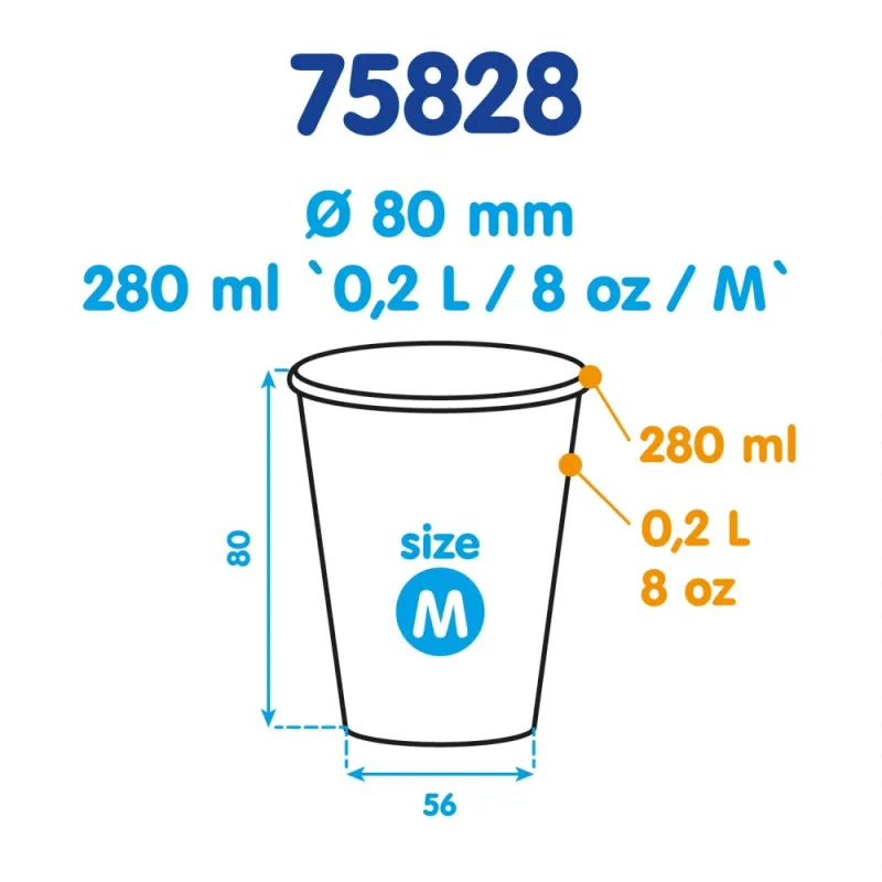 Papírový kelímek "Sněhulák" 280 ml, M (Ø 80 mm) [50 ks] (75828) 11N,
