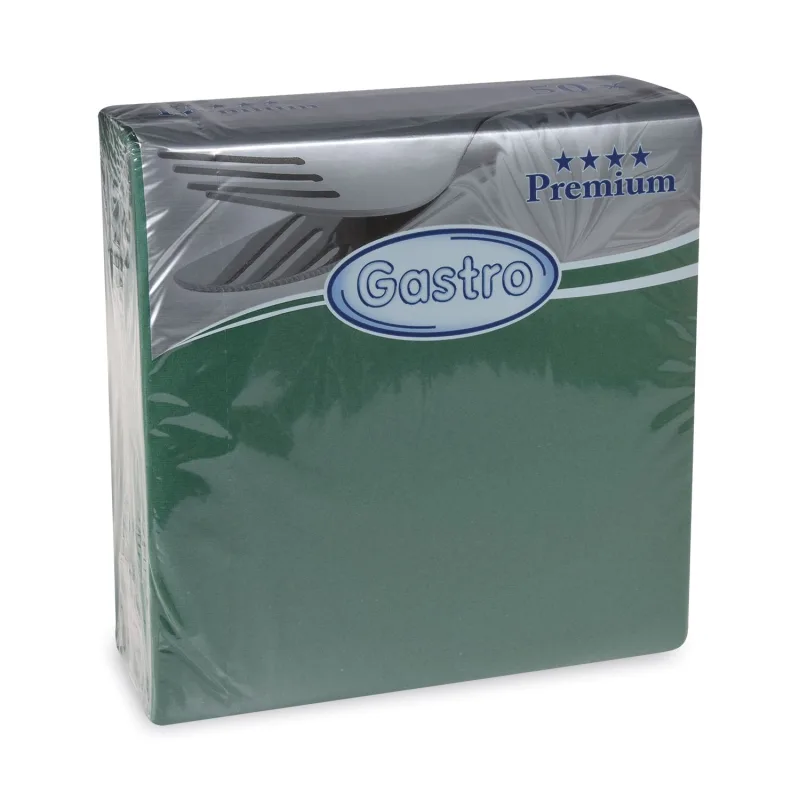 Ubrousky PREMIUM z netkané textilie tmavě zelené 40 x 40 cm [50 ks] (89106)