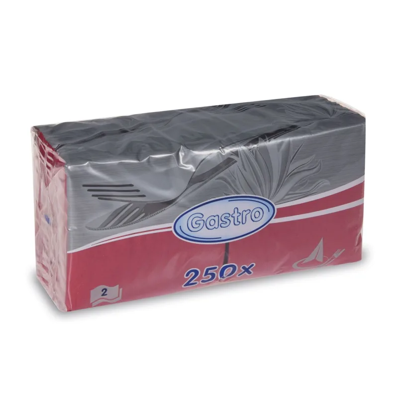 Ubrousky 2-vrstvé 33 x 33 cm bordové [250 ks] (86908) P3,4N