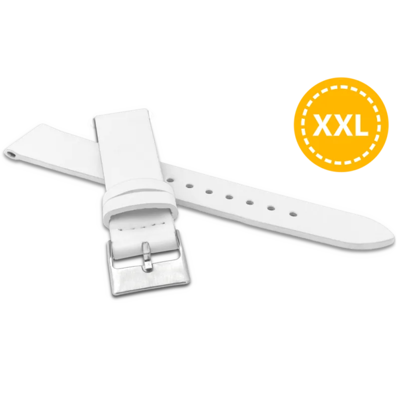 MINET XXL Prodloužený bílý řemínek z luxusní kůže Top Grain - 18 - XXL MSSXW18