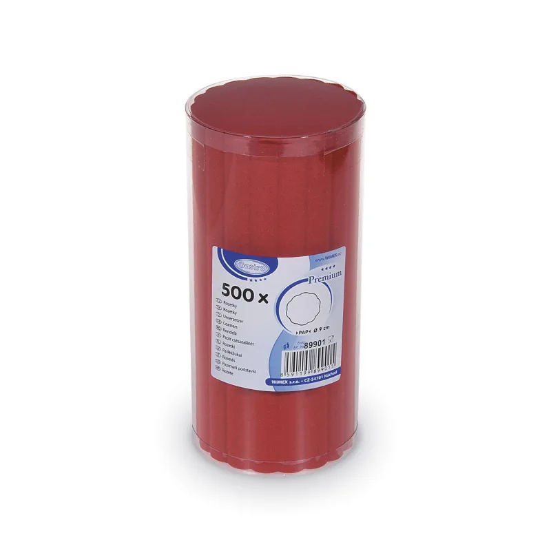 Rozetky do podšálku PREMIUM Ø 9 cm červené [500 ks] (89901)