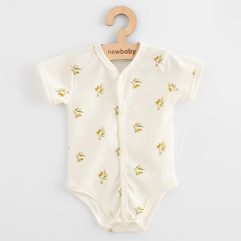Dojčenské celorozopínacie body s krátkym rukávom z organickej bavlny New Baby Olivy