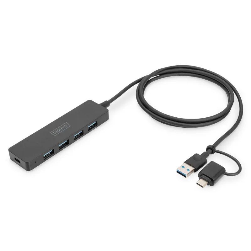 USB 3.0 Hub 4-port, Slimline s USB-C adaptérem, 5 Gb/ s, 1, 2 m kabel
…