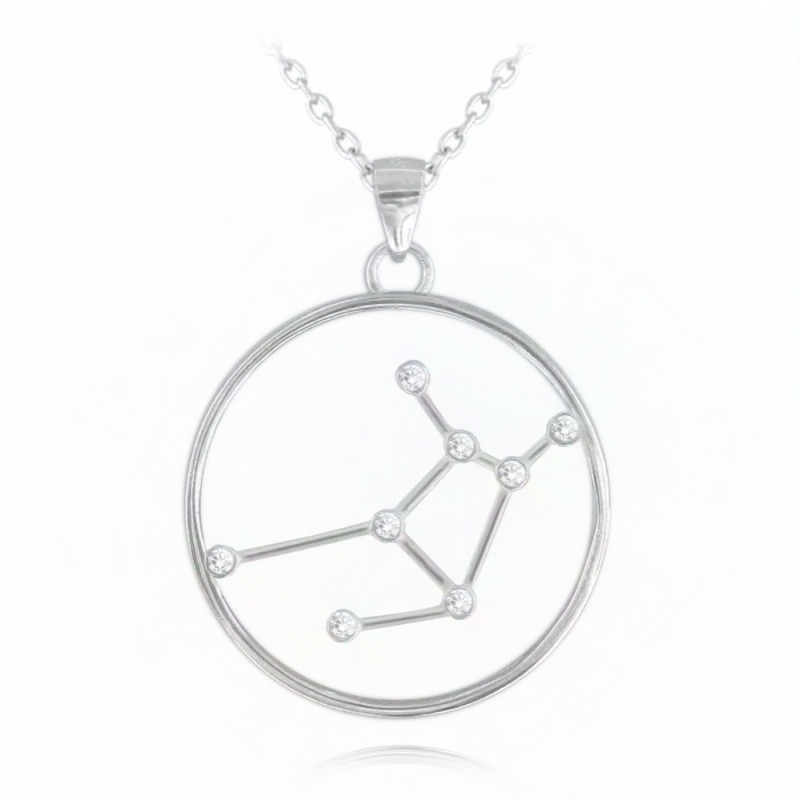 MINET Stříbrný náhrdelník Stars znamení PANNA Czech Crystal JMAS9509SN45